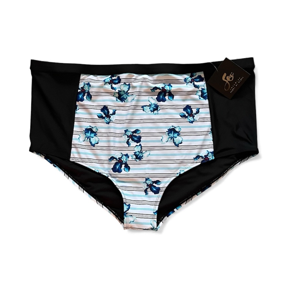 Sea Swimwear Bikini Bottom Floral Striped Swimming Summer Plus Size 4X - Picture 13 of 13